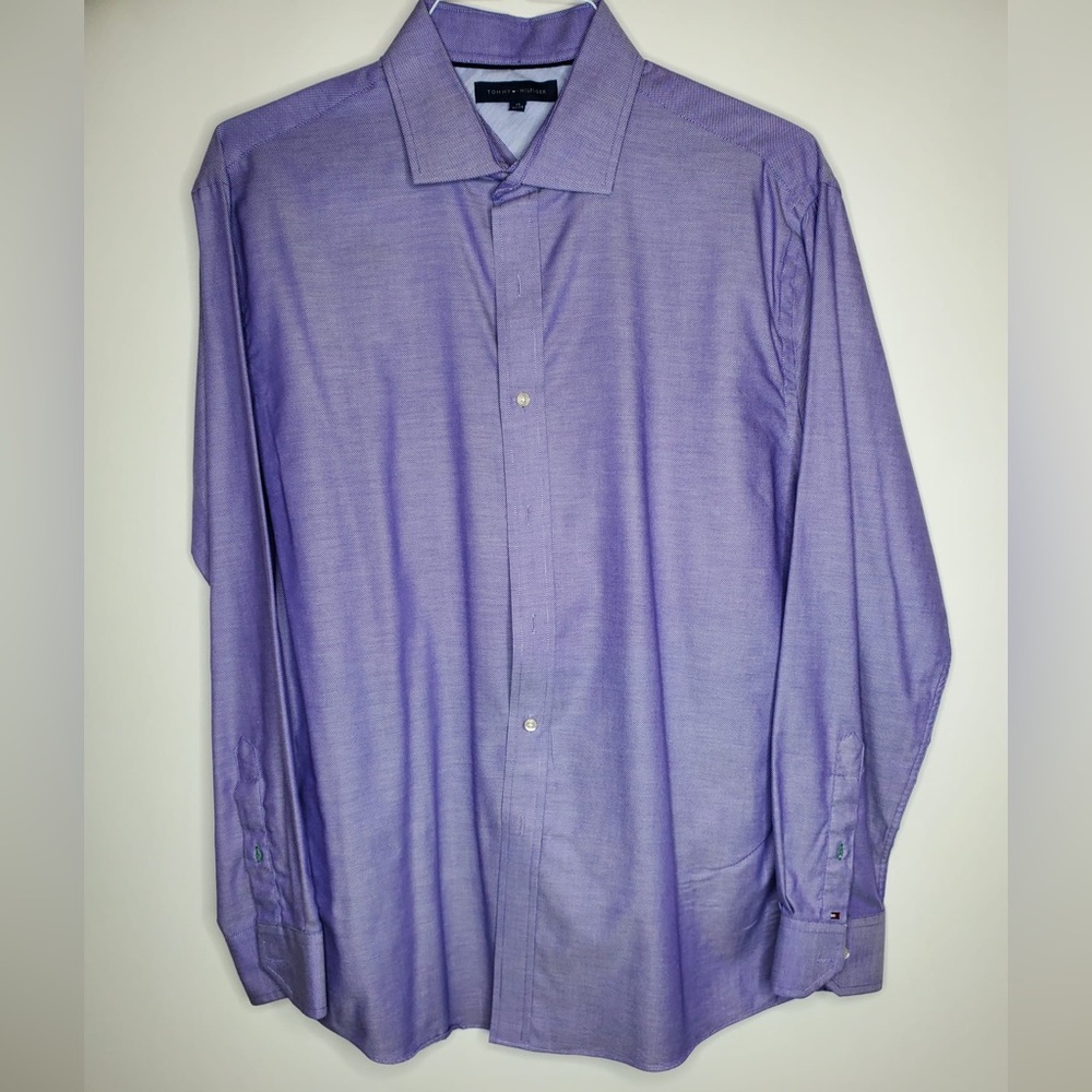 Tommy Hilfiger Purple Long Sleeve Button Down Dress Shirt 17 34/35